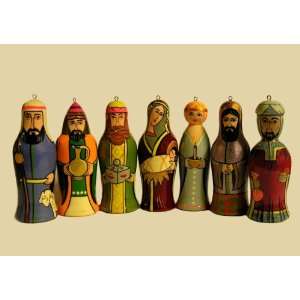  WOOD HAND PAINTED SET OF 7 CHRISTMAS ORNAMENTS, Orthodox 