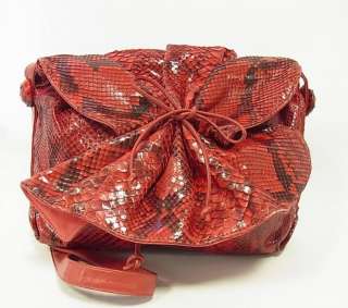 AUTHENTIC CARLOS FALCHI Red Snake Skin & Leather Shoulder Bag  