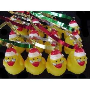  12 Mini Santa Rubber Ducky Ornaments 
