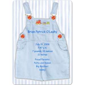  Blue Overalls Magnet Large Birth Announcements: Baby