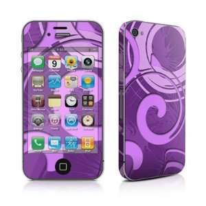 Purple Swirl Design Protective Skin Decal Sticker for Apple iPhone 4 