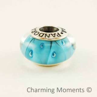 New Authentic Pandora Murano Glass Charm Turquoise Looking Glass 