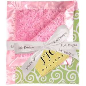   Minky and Satin Pink and Green Baby Blanket by JoJO Designs: Baby