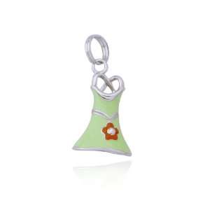    Sterling Silver Lime Green and White Epoxy Dress Charm Jewelry