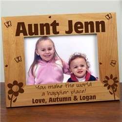 Aunt Happier Place Personalized Wood Picture Frame  