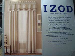 IZOD Drapery Panels Curtain Pair 84W x 84L LINED Rattan Stripe  