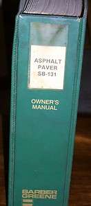 Barber Greene Asphalt Paver Finisher SB 131 Owners Manual  