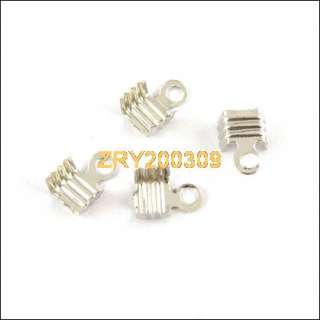 700Pcs White Gold Plated End Cap Crimp Beads 5x7mm KB686  