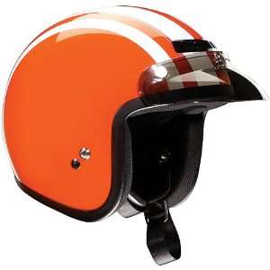Z1R Retro Adult Jimmy Harley Cruiser Motorcycle Helmet   Orange/White 