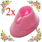 2pcs pro salon nail varnish polish bottle rubber holder pink