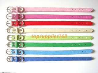 dog puppy gift plain pu leather pets new colorful cute collar 8 
