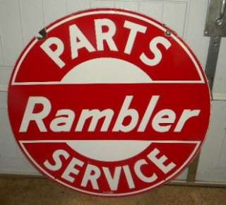 Old Rambler Parts & Service Porcelain Auto Dealer Jeep Sign Car Super 