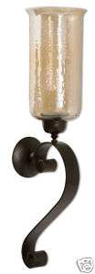 Old World Bronze WALL IRON & SCROLL CANDLE SCONCE 30H  