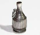 CHIANTI WINE BOTTLE Vintage Sterling Silver 3D Charm ~Puffy with nice 
