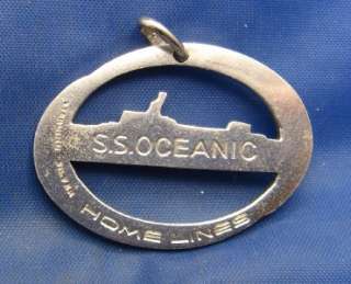 Vintage Silver SS OCEANIC HOME LINES Cruise Ship Charm marked STERLING 