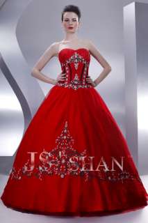 JSSHAN Red Ball Formal Prom Princess Gown Evening Dress  