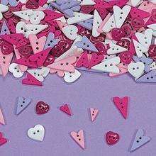 20 Heart Shape Buttons Pink Purple White 1/2   1 1/4  
