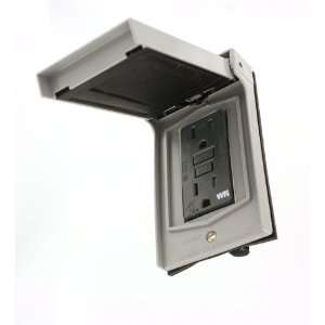 Leviton 86599 CGY Vertical Weatherproof Cover with 15 Amp GFCI Tamper 