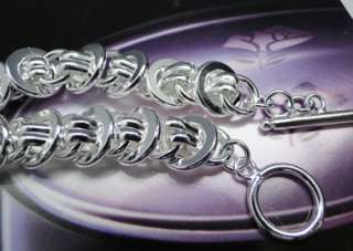 925 Sterling Silver Plated Circle Charm Bracelet JB224  