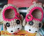 Handmade Monkey ear flap Crocheted Shoes for Toddler baby soft 6 9 Mts 