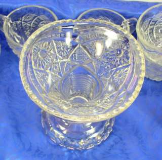   Panelled Daisy Finecut Pattern Punch Bowl Set Cups & Stand  