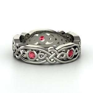  Brilliant Alhambra Band, Sterling Silver Ring with Ruby Jewelry
