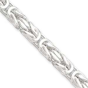  Sterling Silver 24 inch 7.50 mm Byzantine Chain Necklace 