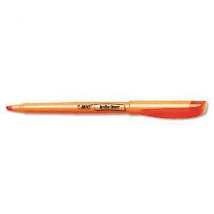 BIC : Brite Liner Highlighter, Chisel Tip, Fluorescent Orange Ink, 12 