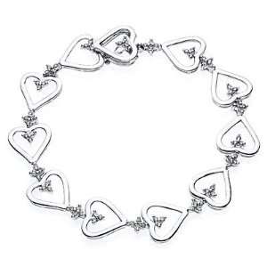  Diamond Heart Bracelet 14k White Gold (0.90cttw, F Color 