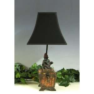    22 in. Monkey on Box Lamp w Black Bell Shade