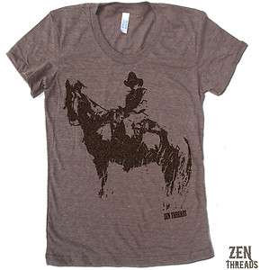 Womens COWBOY & HORSE screened tri blend tee t shirt american apparel 