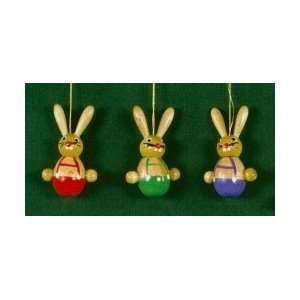  Erzgebirge Easter Bunny Wood Ornaments, Set of 3
