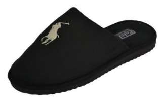  Polo Ralph Lauren Mens Big Pony Slippers Black: Shoes