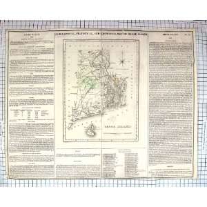  Rhode Island Washington Bristol Newport Block Island Antique Map 