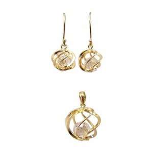 Kala isjewels  18ct Gold Plated Ladies CZ Pendant (1) and Earrings (0 