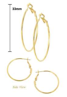 Beautiful Goldtone Fashion Hoop Earrings   33mm Diameter  