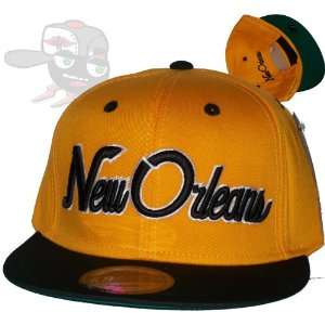  New Orleans Yellow/Black Script Snapback Hat Cap 