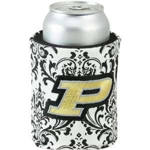 Purdue Boilermakers Black White Paisley Canvas Can Coolie:  