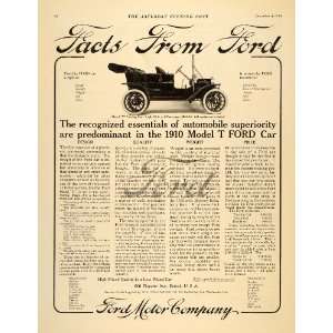 1909 Ad Ford Motor Model T Touring Car 1910 Automobile   Original 