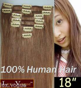 Full Head 20 50cm REMY Human Hair Clip in Extensions #6  