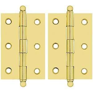  Pair of Solid Brass Ball Tip Cabinet Hinges   2 1/2 x 1 3 