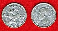 New Zealand 1942 King George VI Silver Shilling Very Fine  
