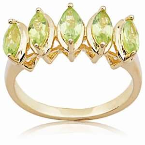    18k Gold Over Sterling Silver Peridot Five Stone Ring Jewelry