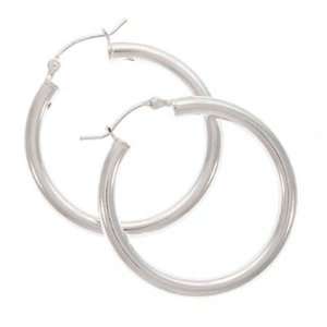  Sterling Silver Tube Hoop Earrings   Earring Hoops 30mm 
