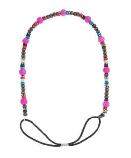 Fuscia (Pink) Tribal Beaded Headband  247211377  New Look