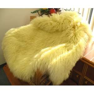  Mongolian Goat Fur ,36x48 Bamboo Yellow ,Gorgeous Bamboo Yellow 