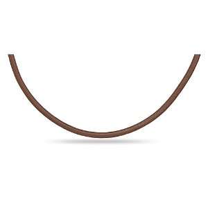 Sterling Silver 20 Inch 3mm Brown Leather Necklace: West 