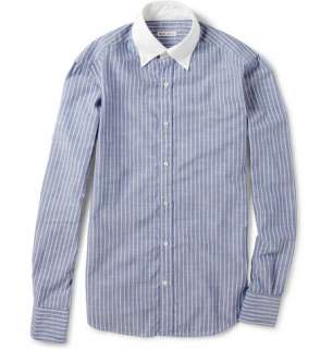 Michael Bastian Contrast Collar Slim Fit Cotton Shirt  MR PORTER