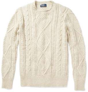    Clothing  Knitwear  Crew necks  Cable Knit Aran Sweater