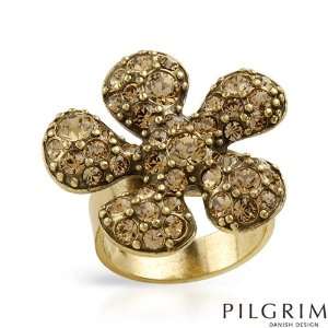 Genuine Pilgrim Skanderborg, Denmark (TM) Ladies Ring. Golden Crystal 